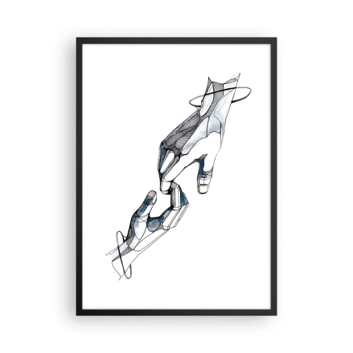 Plakát v černém rámu - Abstraktní ruce v umělecké kompozici čar a barev - 50x70cm - Dobré gesto - Moderní nástěnná dekorace do obývacího pokoje a ložnice ARTTOR