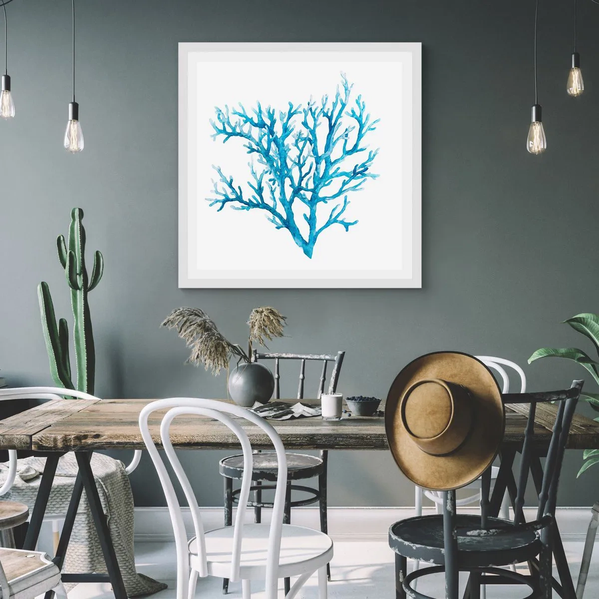 Plakát v bílém rámu - Mořský filigrán - 40x40 cm