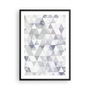 Plakát v černém rámu - Geometrický vzor trojúhelníků v odstínech šedé - 50x70cm - V rytmu na tři - Moderní nástěnná dekorace do obývacího pokoje a ložnice ARTTOR