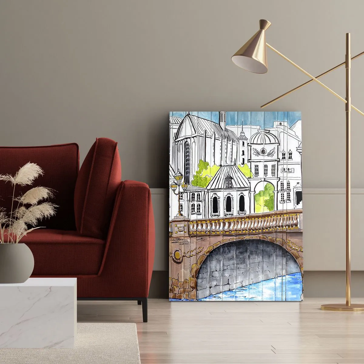 Obraz na plátně - Město jako malované - 45x80 cm