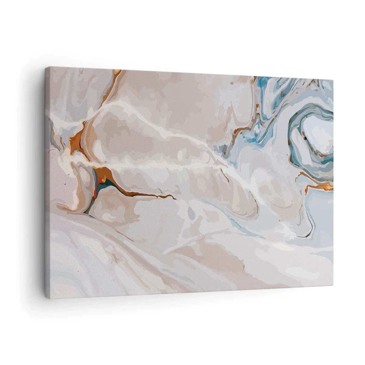 Obraz na plátně - Abstraktní vzor v odstínech bílé a modré - 70x50cm - Modré meandry pod bílou - Moderní nástěnná dekorace do obývacího pokoje a ložnice ARTTOR