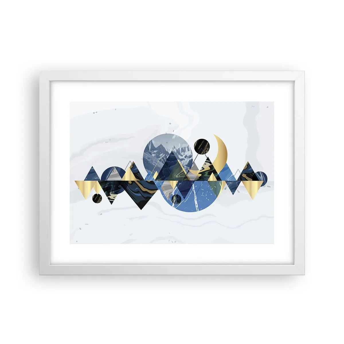 Plakát v bílém rámu - Geometrická krajina - 40x30 cm
