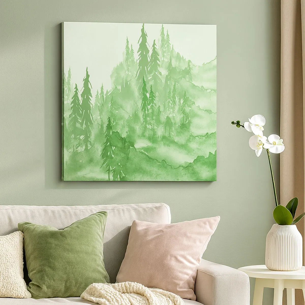 Obraz na plátně - Rozmazaný zelenou mlhou - 30x30 cm