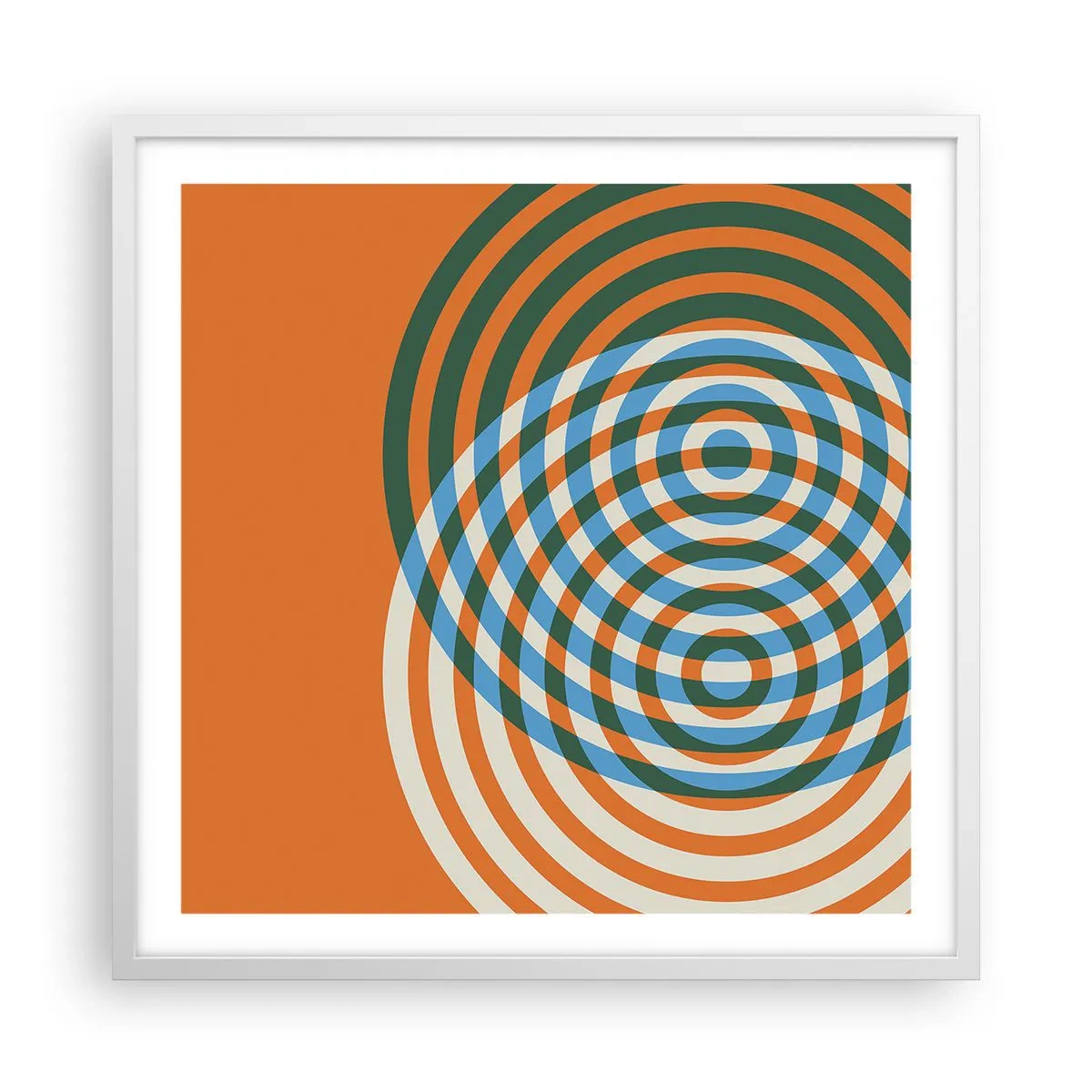 Plakát v bílém rámu - Abstraktní kruhová variace - 60x60 cm