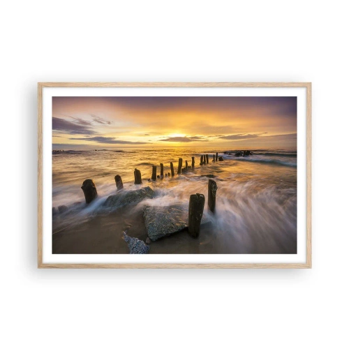 Plakát v rámu světlý dub - Drsná krása Baltského moře - 91x61 cm