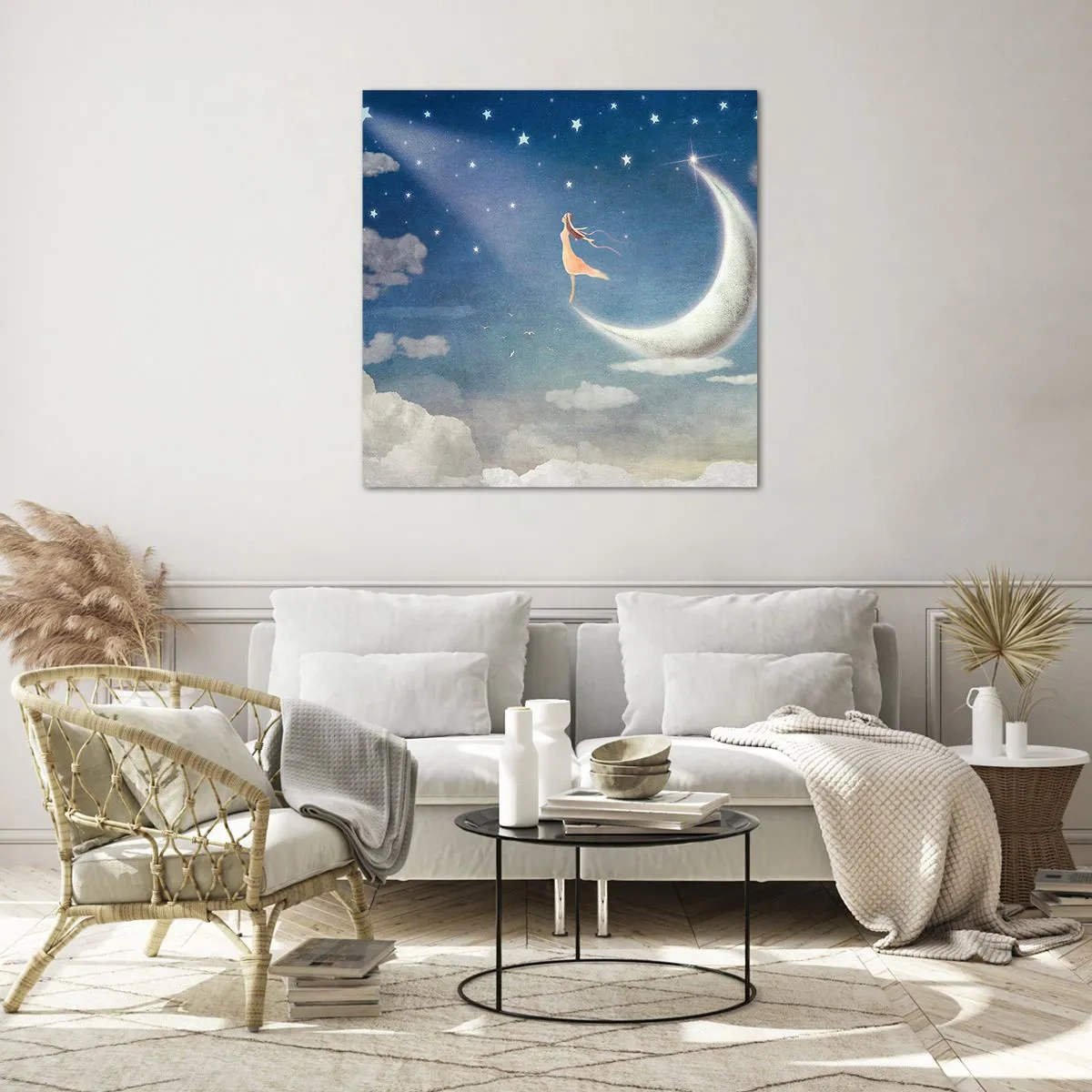 Obraz na skle - Modrá koketa - 40x40 cm