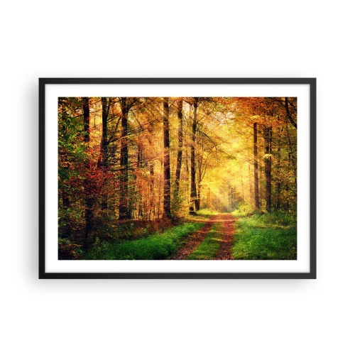 Plakát v černém rámu - Lesně-zlaté ticho - 70x50 cm