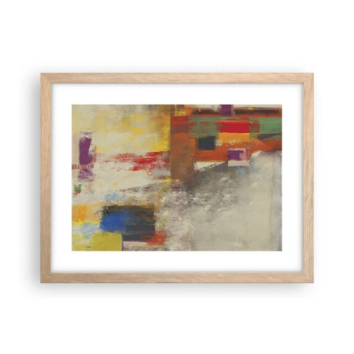 Plakát v rámu světlý dub - Geometrie barev - 40x30 cm