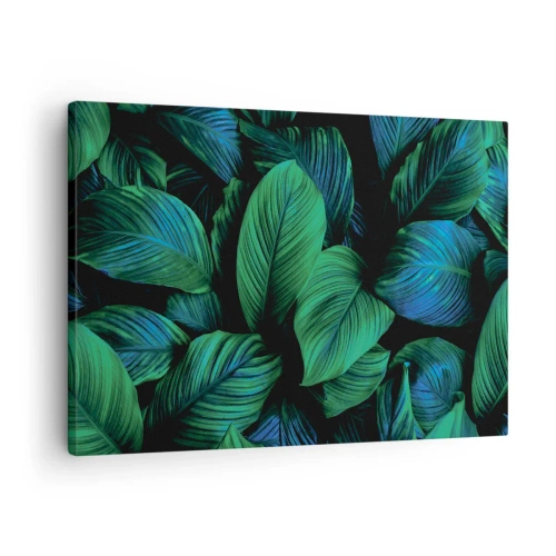 Obraz na plátně - Zelené listy v minimalistickém stylu - 70x50cm - V zeleném davu - Moderní nástěnná dekorace do obývacího pokoje a ložnice ARTTOR