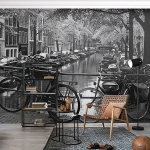 Fototapeta Samolepicí Deluxe Sticker - Velmi nizozemský výhled - Amsterdam, Jízdní kolo, Architektura - 100x70 cm