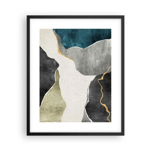 Plakát v černém rámu - Mozaiková kompozice se zlatou nití - 40x50 cm