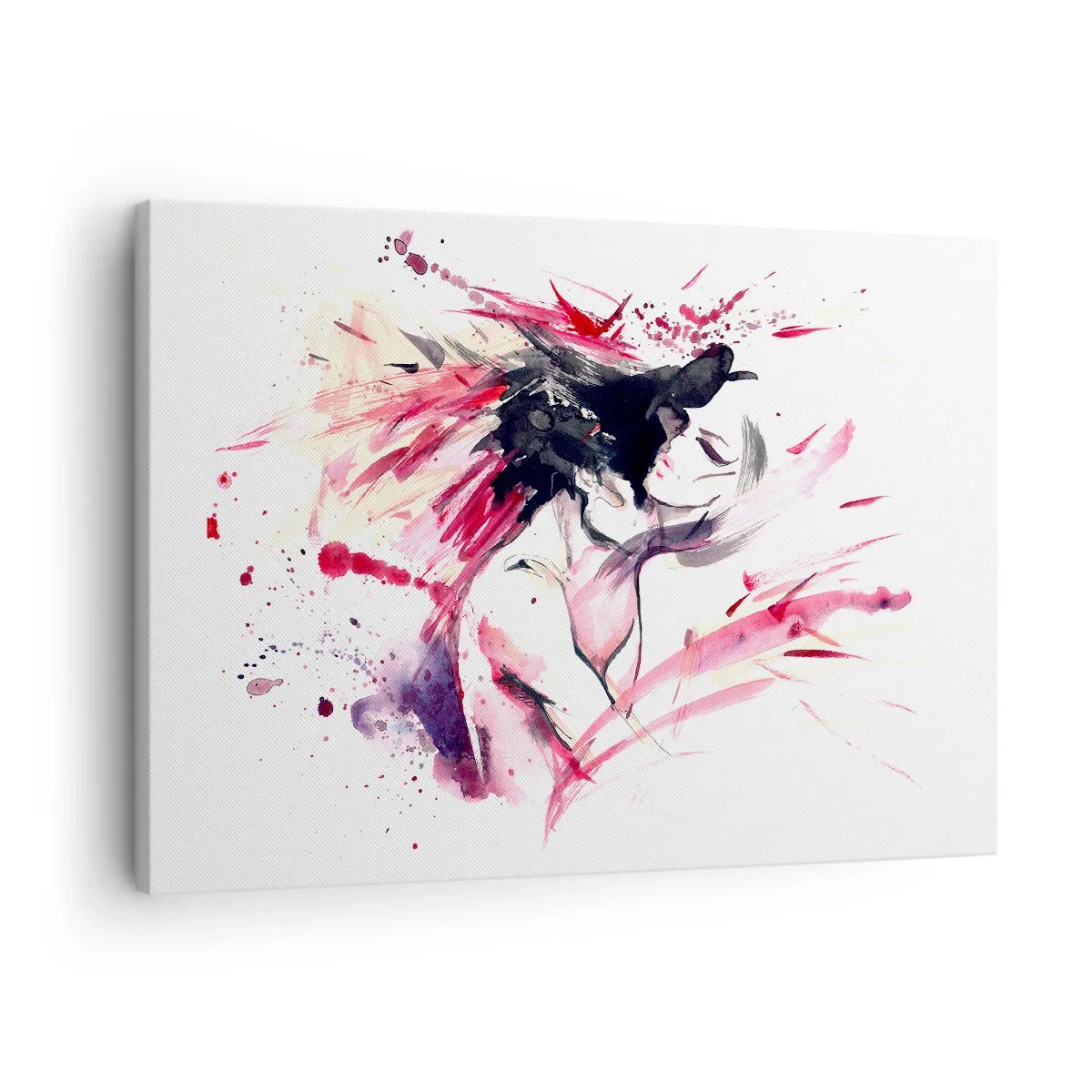 Obraz na plátně - Abstraktní portrét ženy s dynamickými červenými akcenty - 70x50cm - Milostné naplnění - Moderní nástěnná dekorace do obývacího pokoje a ložnice ARTTOR