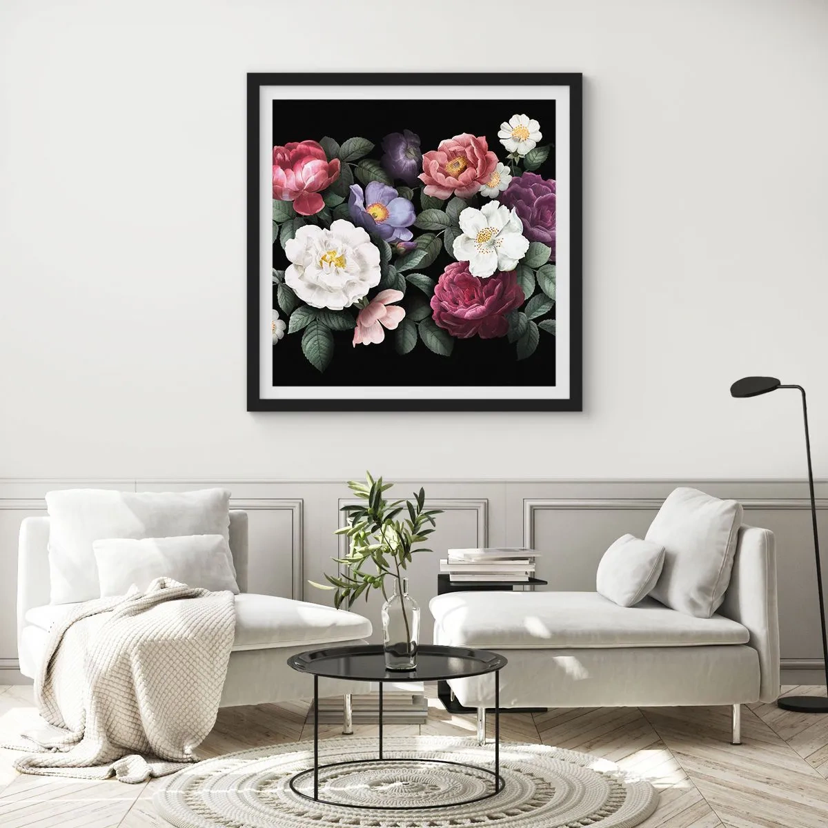 Plakát v černém rámu - Z anglické zahrady - 50x50 cm