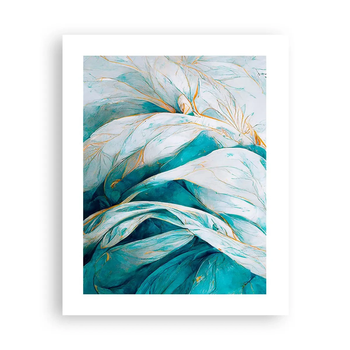Plakát - Modrá abstrakce se zlatým motivem - 40x50 cm