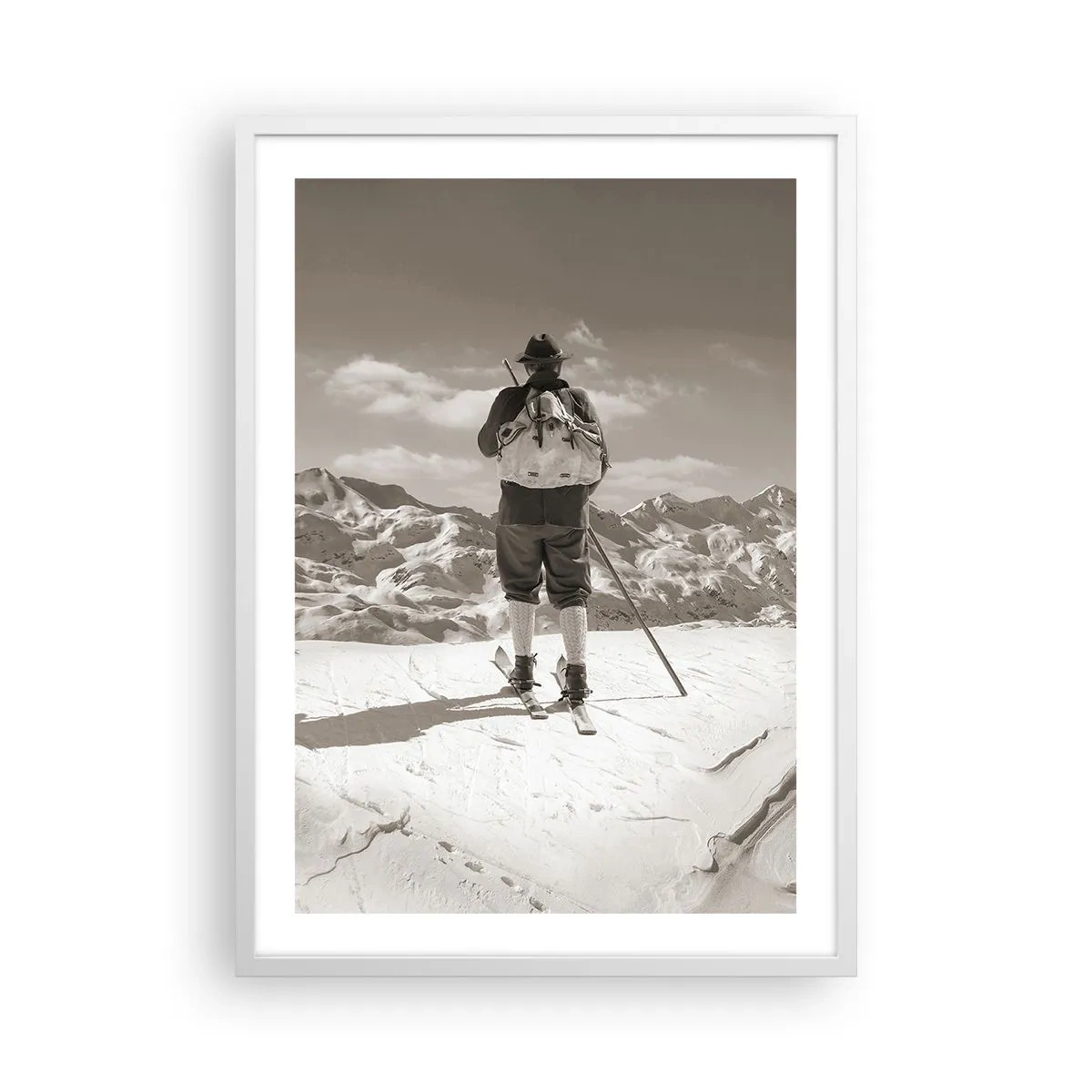 Plakát v bílém rámu - Stejné hory - 50x70 cm