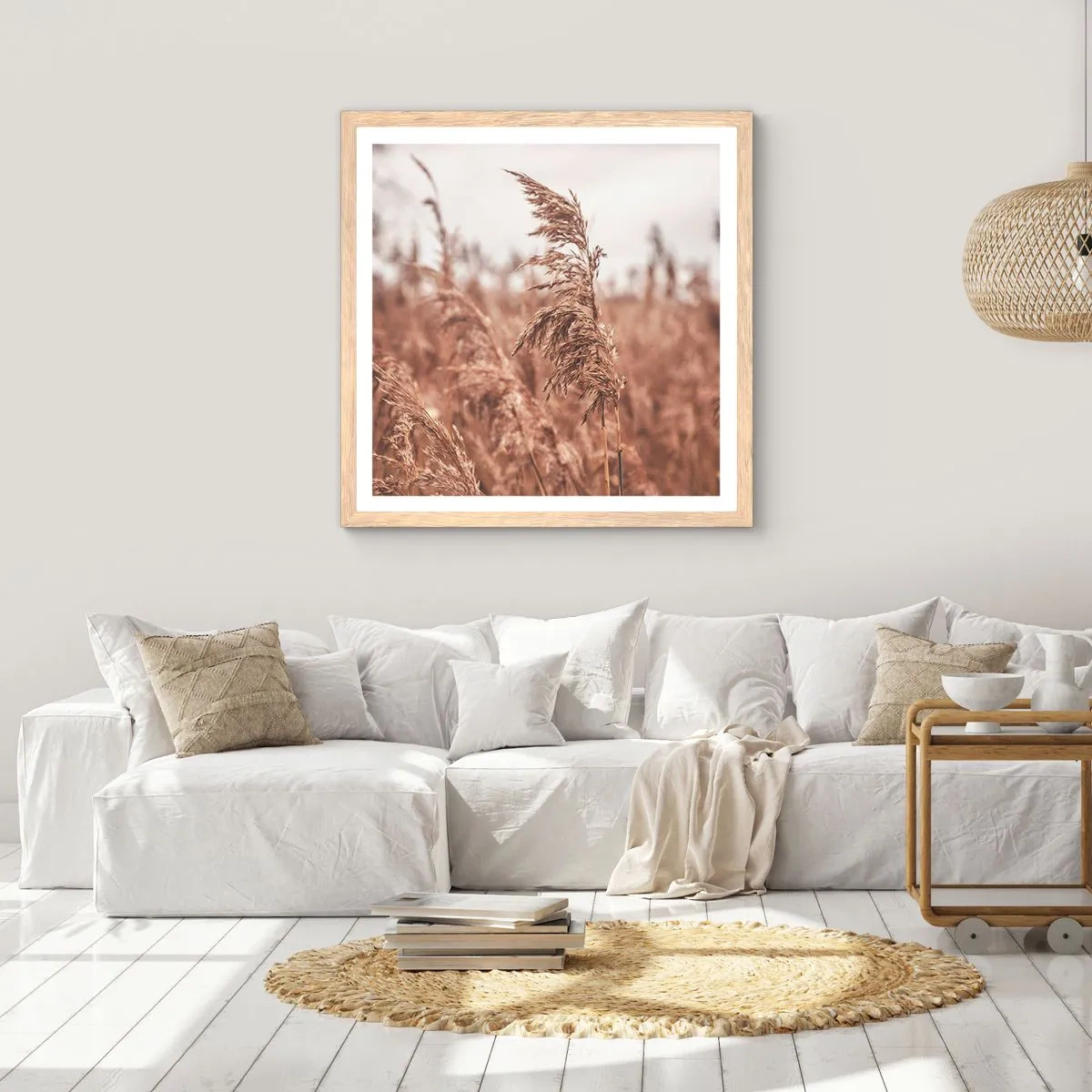 Plakát v rámu světlý dub - Na polích už je podzim - 40x40 cm