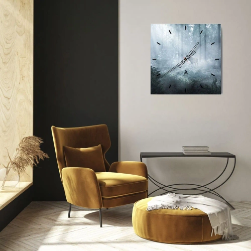 Nástěnné hodiny - Ranní obchůzka sídliště - 40x40 cm