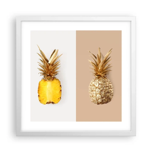 Plakát v bílém rámu - Ananas pro nás - 40x40 cm