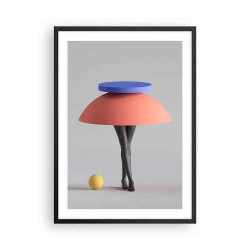 Plakát v černém rámu - Surrealistická postava s geometrickými tvary - 50x70cm - Surrealistická kompozice - Moderní nástěnná dekorace do obývacího pokoje a ložnice ARTTOR