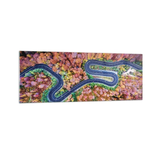 Obraz na skle - Klikatá cesta lesem - 140x50 cm