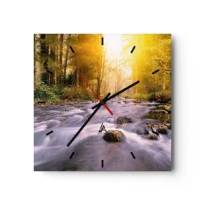 Nástěnné hodiny - Malachit ve stříbrně-zlaté podobě - 30x30 cm