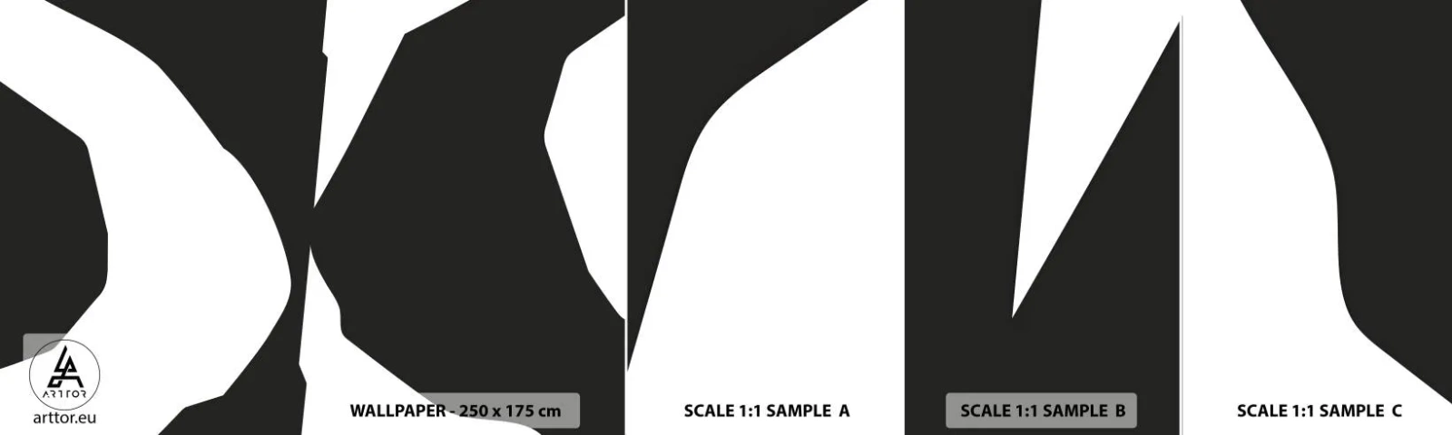 Fototapeta Vzorek Standard Eco - Positive-negative - Černý a bílý, Abstrakce, Kus - 100x30 cm