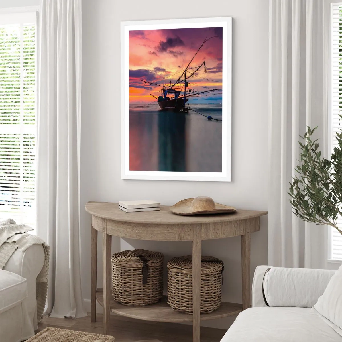 Plakát v bílém rámu - Exotický večer - 70x100 cm