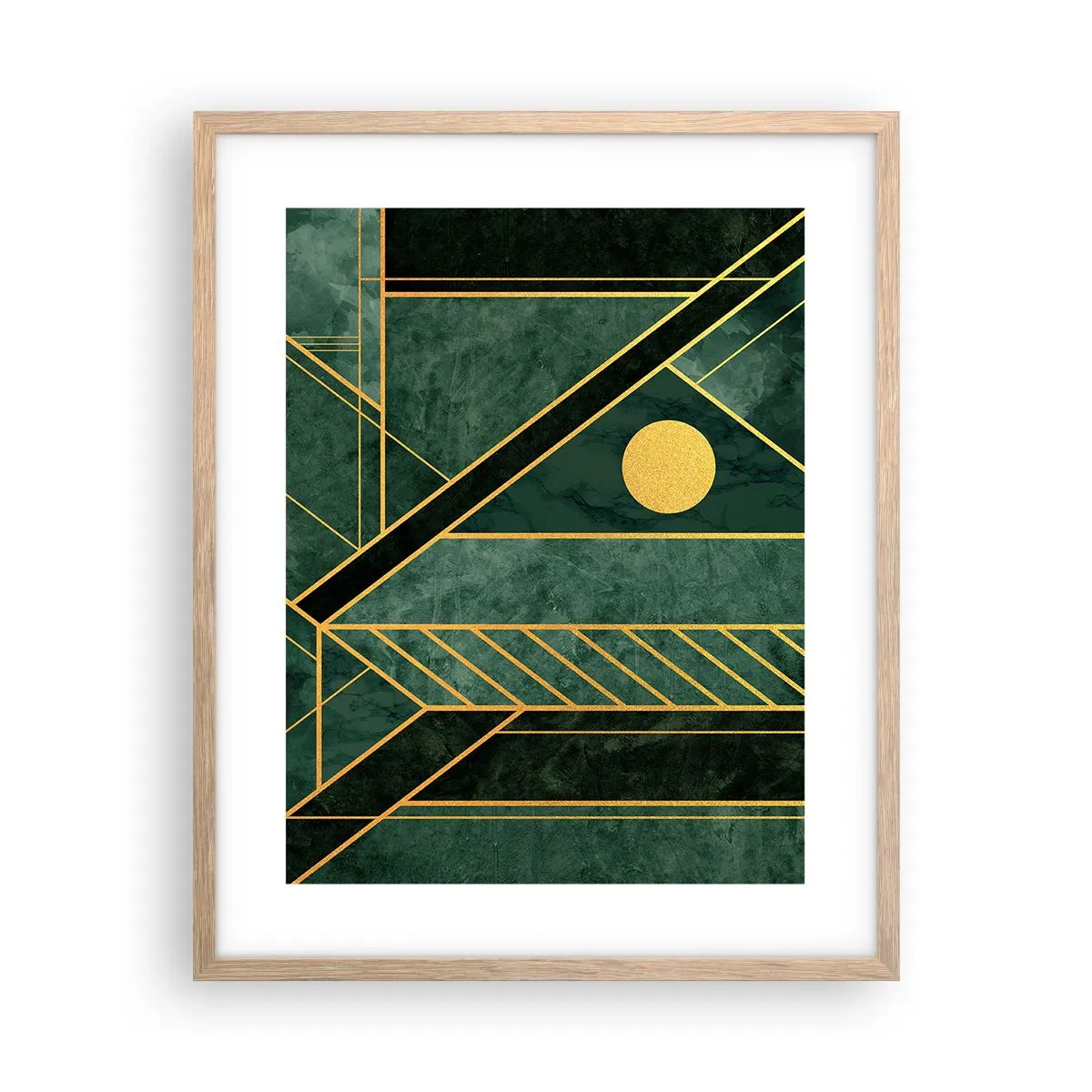 Plakát v rámu světlý dub - Dynamika zlata a lazuritu - 40x50 cm