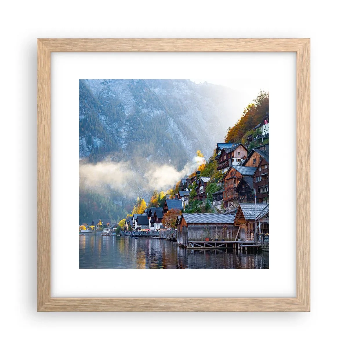 Plakát v rámu světlý dub - Alpská krajina - 30x30 cm