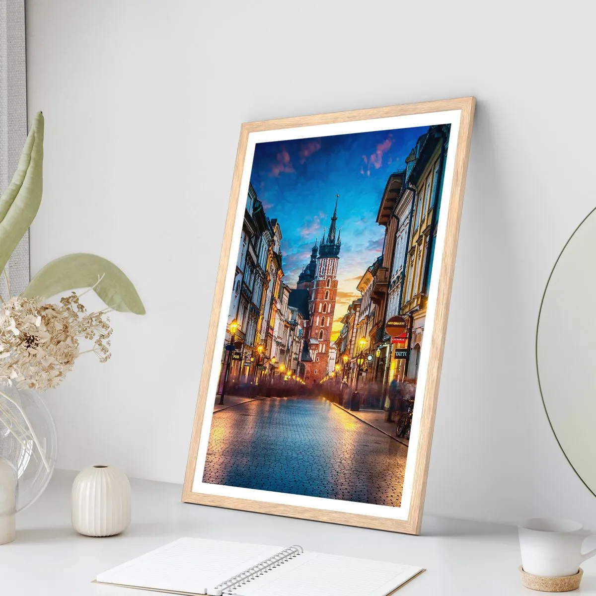 Plakát v rámu světlý dub - Krakovský půvab - 70x100 cm