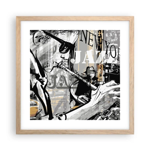 Plakát v rámu světlý dub - V rytmu New Yorku - 40x40 cm