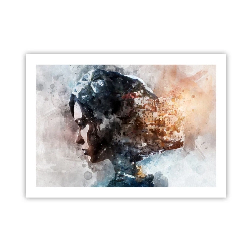 Plakát - Příběh o dívce s městem v pozadí - 70x50 cm