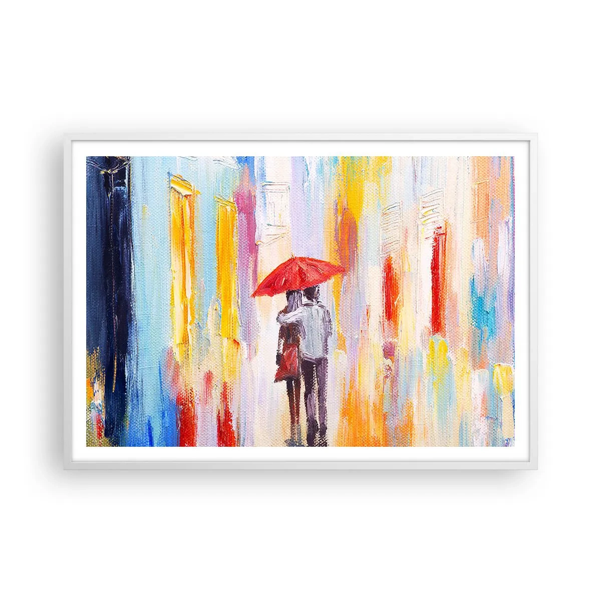 Plakát v bílém rámu - Ať prší dál - 100x70 cm