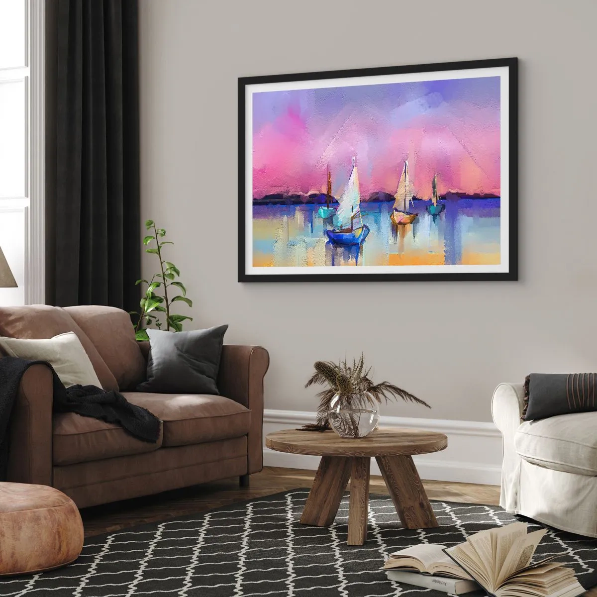 Plakát v černém rámu - Směr: široké vody - 91x61 cm