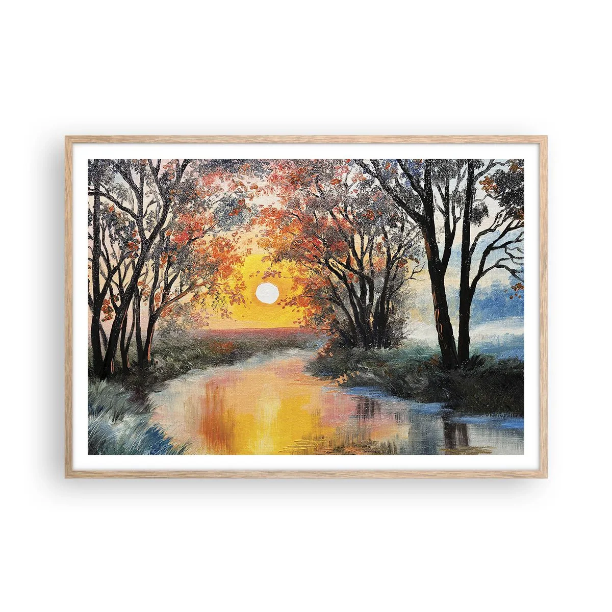 Plakát v rámu světlý dub - Podzimní nádech - 100x70 cm