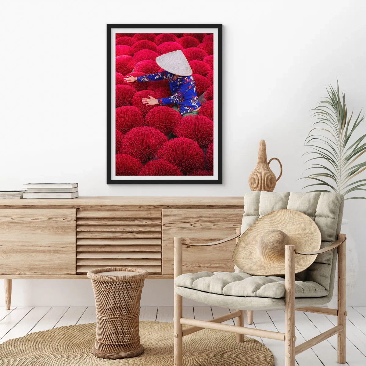 Plakát v černém rámu - Na rýžovém poli - 70x100 cm