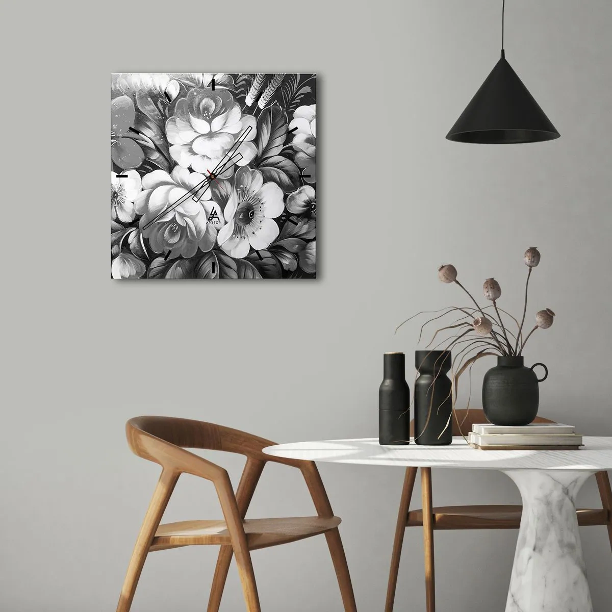 Nástěnné hodiny - Krásné dokonce v šedi - 30x30 cm