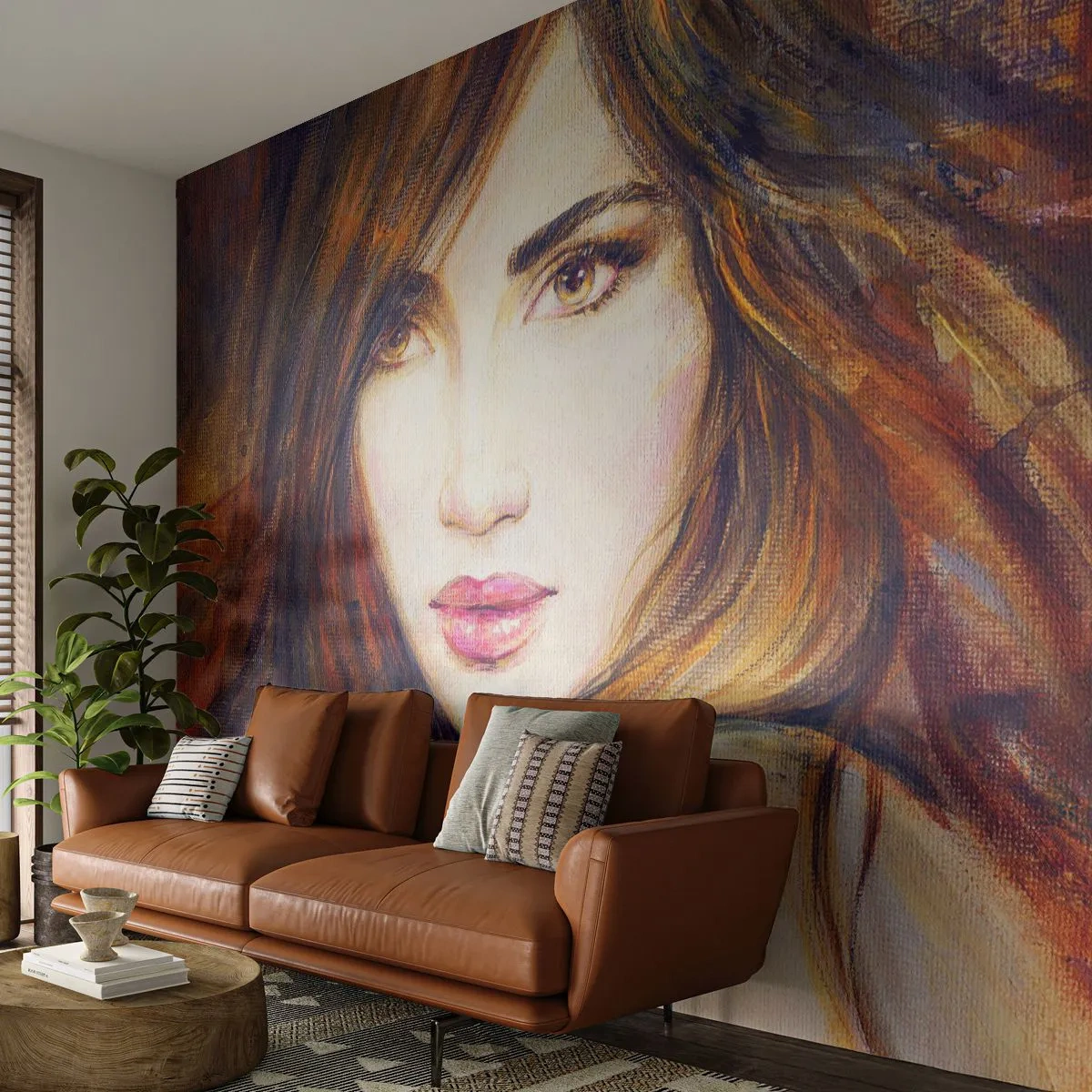 Fototapeta Samolepicí Deluxe Sticker - Centík za tvé myšlenky - ženská tvář, Portrét ženy, Vlasy - 250x175 cm