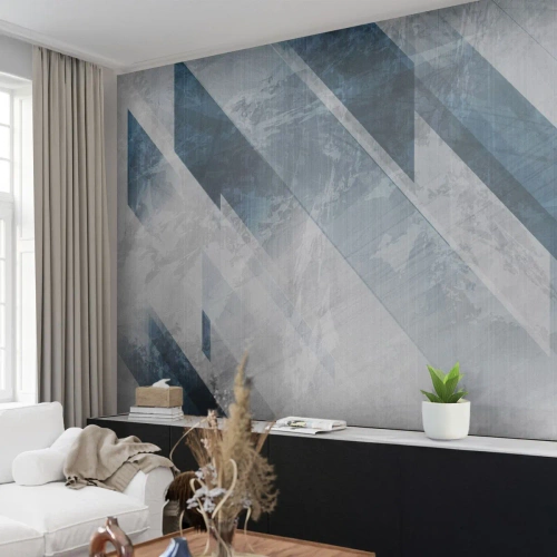 Fototapeta Samolepicí Deluxe Sticker - Prostorová kompozice – pohyb šedé - Abstrakce, Kus, Moderní vzor - 350x256 cm