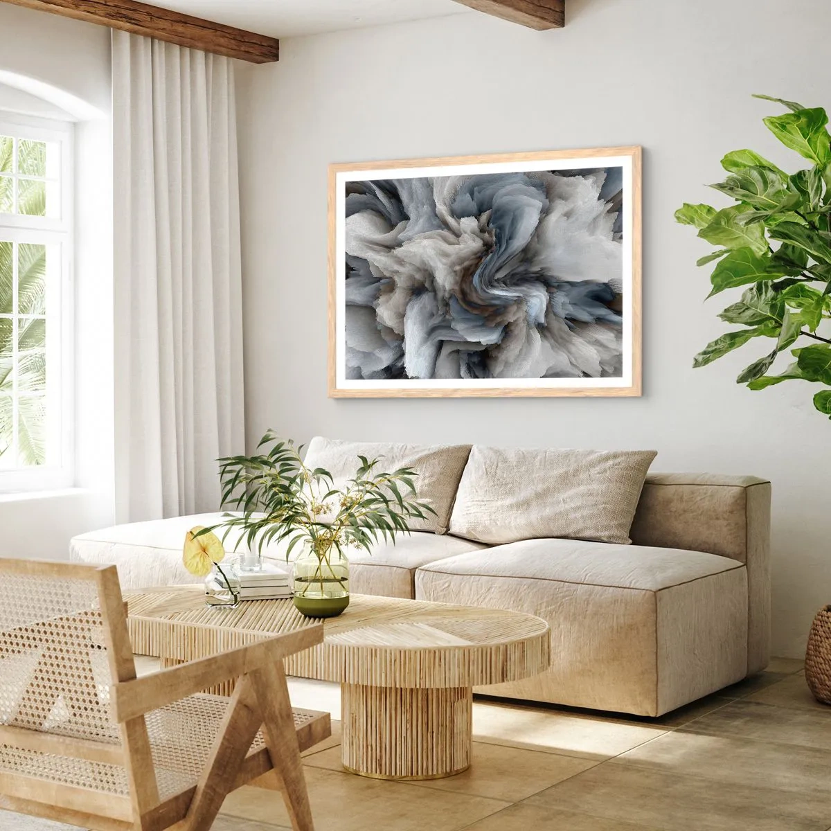 Plakát v rámu světlý dub - Kámen a květ - 40x30 cm