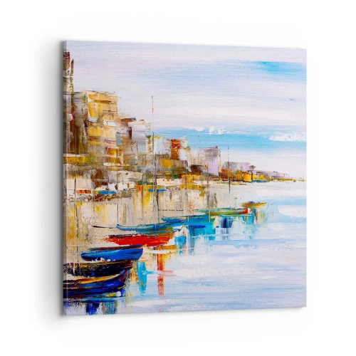 Obraz na plátně - Vícebarevný městský přístav - 60x60 cm