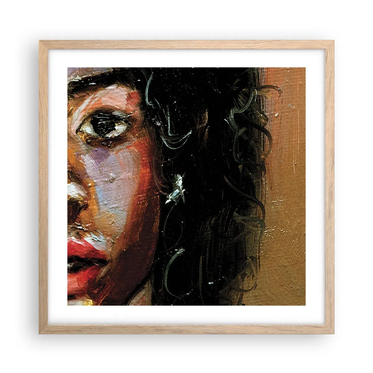 Plakát v rámu světlý dub - Černá a jas - 50x50 cm