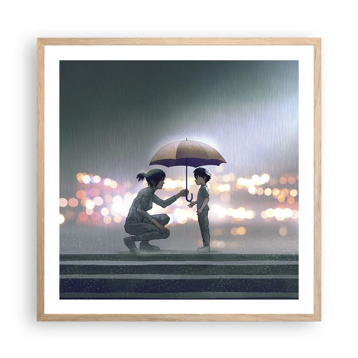 Plakát v rámu světlý dub - A vše je v pořádku - 60x60 cm