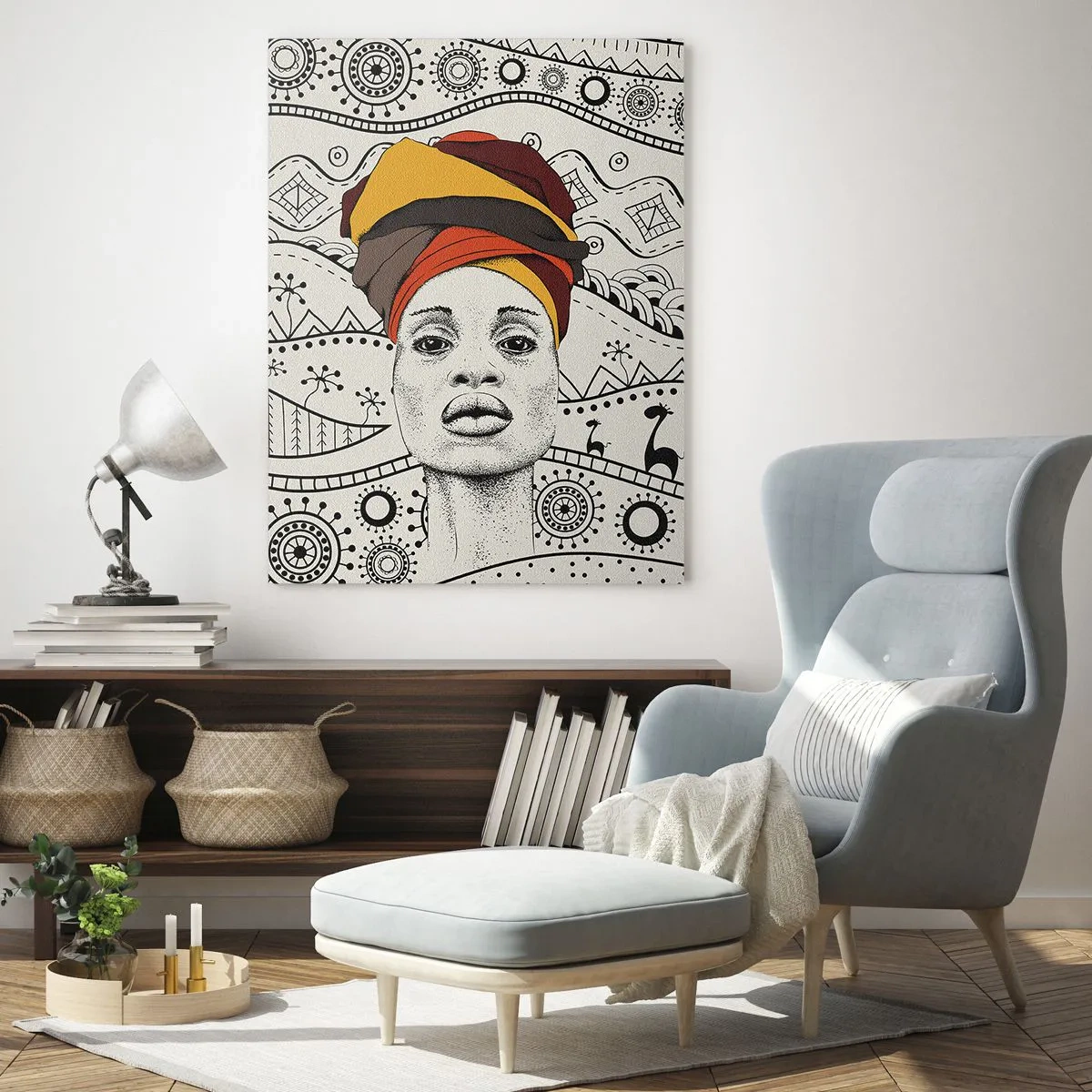 Obraz na skle - Africký portrét - 50x70 cm