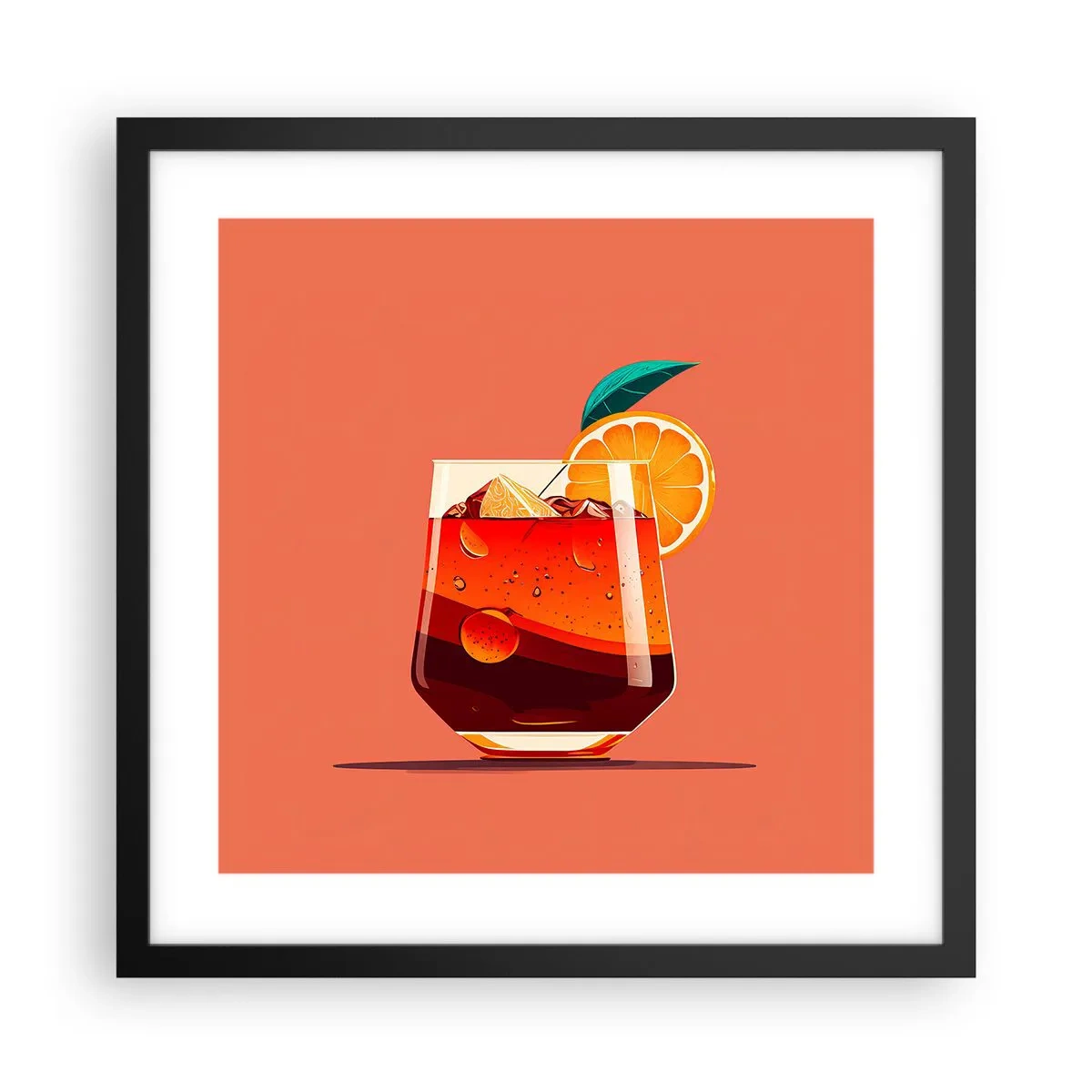 Plakát v černém rámu - Letní osvěžení - 40x40 cm