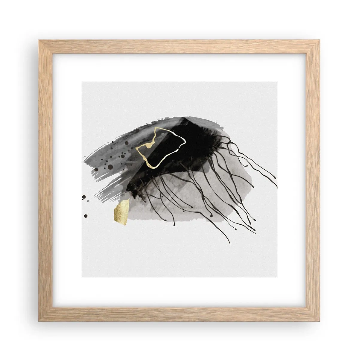 Plakát v rámu světlý dub - V černé a zlaté - 30x30 cm