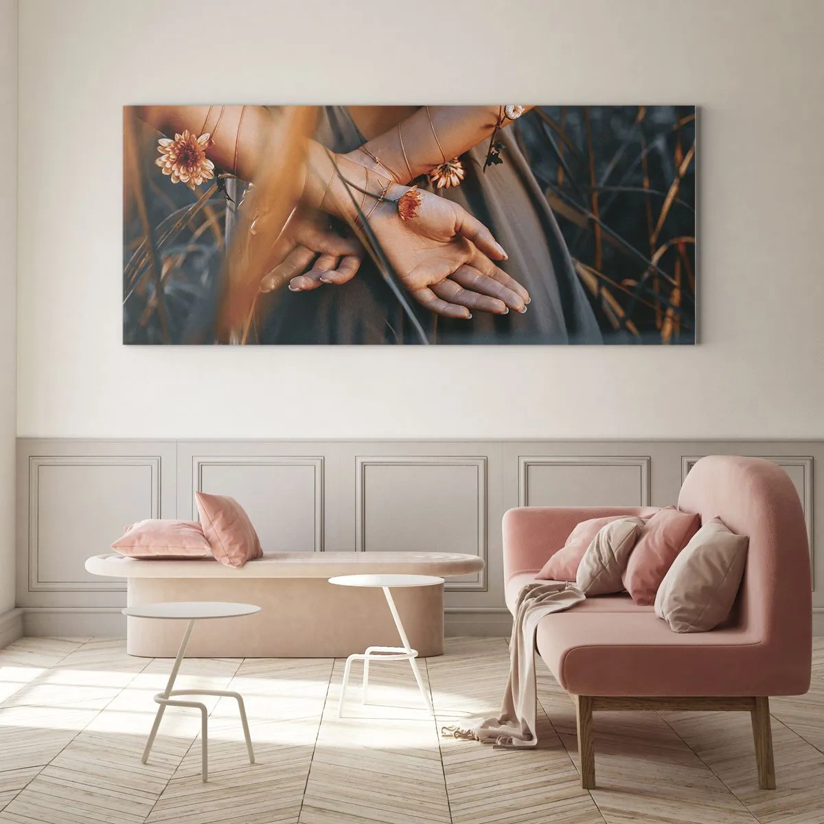 Obraz na skle - Propojená s přírodou - 120x50 cm