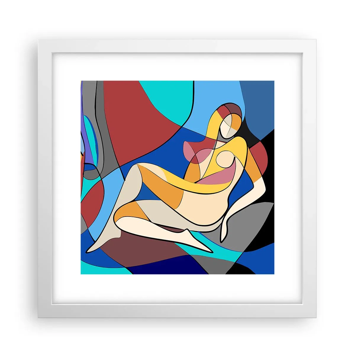 Plakát v bílém rámu - Kubistický akt - 30x30 cm