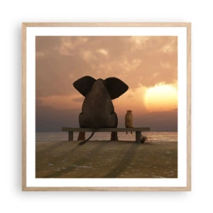 Plakát v rámu světlý dub - Je skvělé spolu mlčet - 60x60 cm