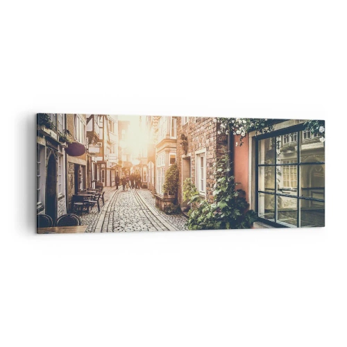 Obraz na plátně - Růžová ulička v růžové září - 140x50 cm